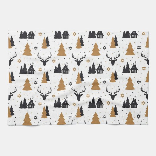 Scandinavische Kerst Patroon Keuken Theedoek (Horizontaal)