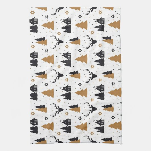 Scandinavische Kerst Patroon Keuken Theedoek (Verticaal)