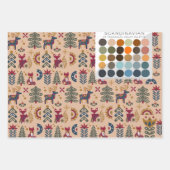 Scandinavische kerst rendieren Woodland Animals Inpakpapier Vel (Voorkant 3)