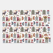 Scandinavische kerst rendieren Woodland Animals Inpakpapier Vel (Voorkant)