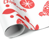 Scandinavische Kerst Rood en Wit Vakantie Cadeaupapier (Rol Hoek)