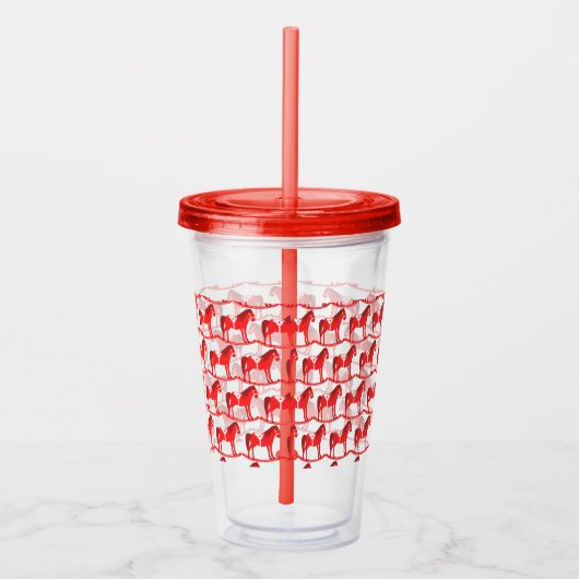 Scandinavische kerst schommelpaard patroon acryl drinkbeker (Rechts)