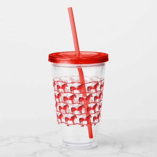 Scandinavische kerst schommelpaard patroon acryl drinkbeker (Links)