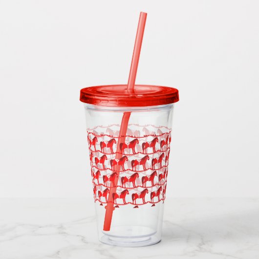 Scandinavische kerst schommelpaard patroon acryl drinkbeker (Achterkant)