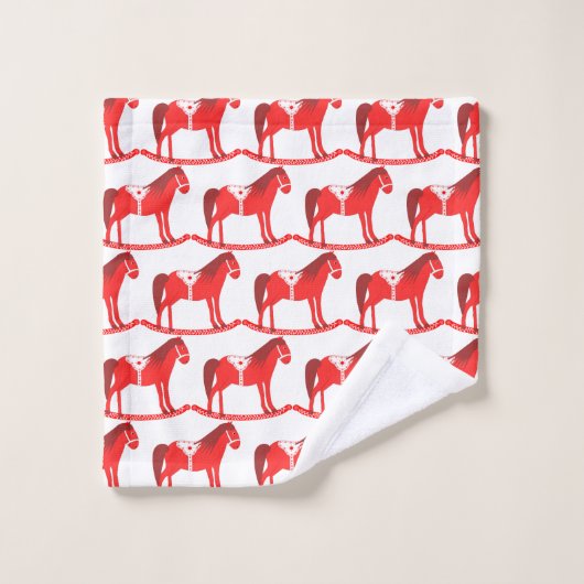 Scandinavische kerst schommelpaard patroon bad handdoek (Wasdoekje)