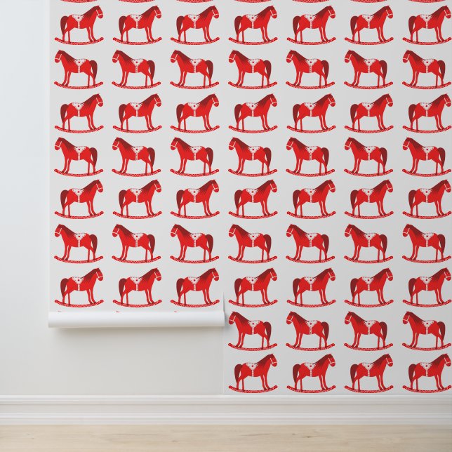 Scandinavische kerst schommelpaard patroon behang (Applicatie)