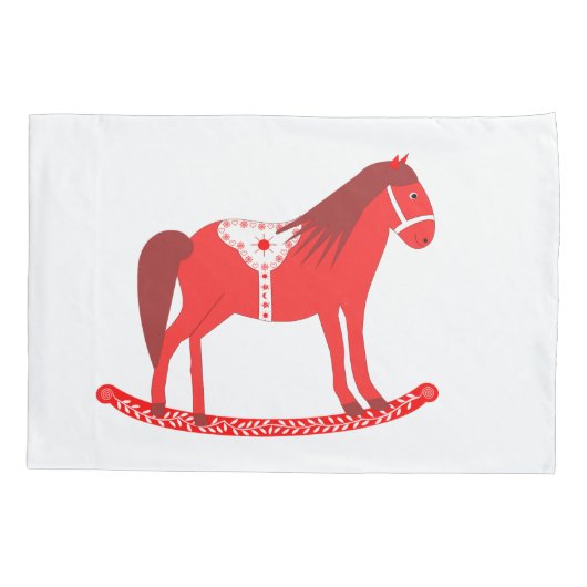 Scandinavische kerst schommelpaard patroon kussensloop (Achterkant)