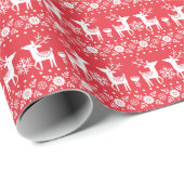 Scandinavische Kerst: Sneeuwvlokken & Herten Cadeaupapier (Rol Hoek)