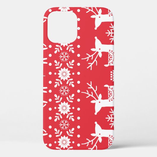 Scandinavische Kerst: Sneeuwvlokken & Herten Case-Mate iPhone Case (Achterkant)