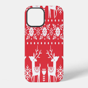 Scandinavische Kerst: Sneeuwvlokken & Herten iPhone 12 Hoesje