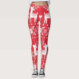 Scandinavische Kerst: Sneeuwvlokken & Herten Leggings