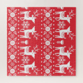 Scandinavische Kerst: Sneeuwvlokken & Herten Legpuzzel (Horizontaal)
