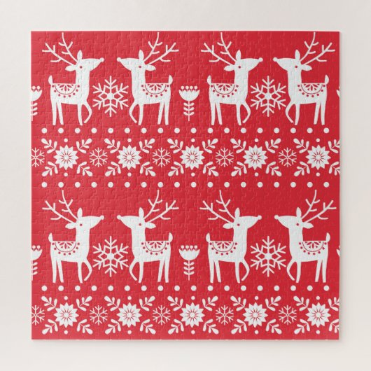 Scandinavische Kerst: Sneeuwvlokken & Herten Legpuzzel (Verticaal)