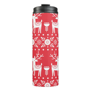 Scandinavische Kerst: Sneeuwvlokken & Herten Thermosbeker