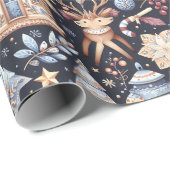 Scandinavische Kerst Volks Kunst Cadeaupapier (Rol Hoek)