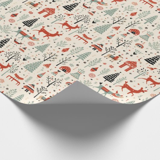  Scandinavische kerst volkskunst Cadeaupapier (Hoek)