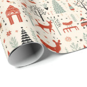  Scandinavische kerst volkskunst Cadeaupapier (Rol Hoek)