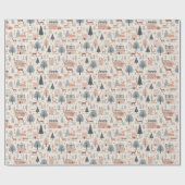 Scandinavische kerst volkskunst herten dennenbomen cadeaupapier (Vlak)