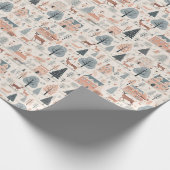 Scandinavische kerst volkskunst herten dennenbomen cadeaupapier (Hoek)