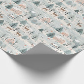 Scandinavische kerst volkskunst herten dennenbomen cadeaupapier (Hoek)