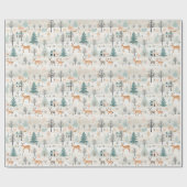 Scandinavische kerst volkskunst herten dennenbomen cadeaupapier (Vlak)