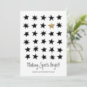 Scandinavische Kerst Zwart Gouden Ster Foto Kaart (Staand voorkant)