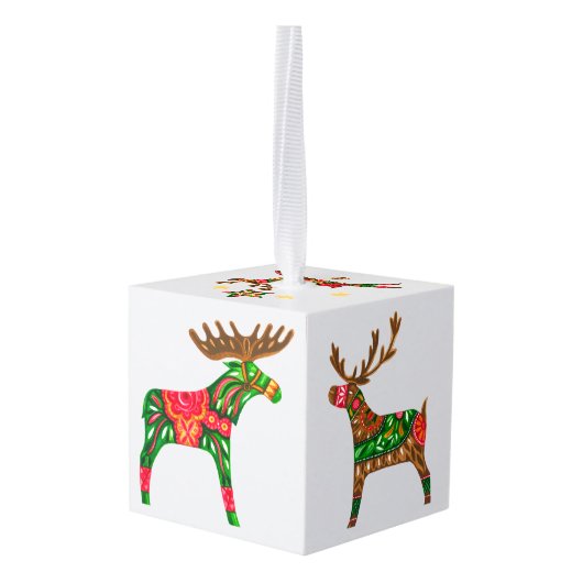 Scandinavische kerstbeker kubus ornament (Achter hoekig)