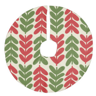 Scandinavische kerstbladeren in Retrokleuren Imitatie Linnen Kerstboom Kleed