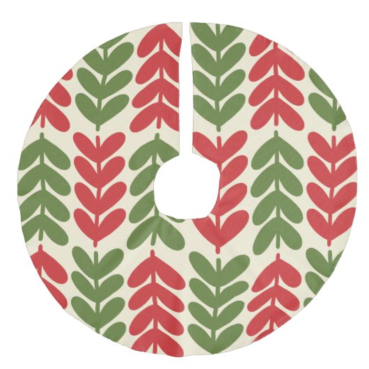 Scandinavische kerstbladeren in Retrokleuren Imitatie Linnen Kerstboom Kleed (Voorkant)