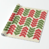 Scandinavische kerstbladpatroonpatronen cadeaupapier (Uitgerold)