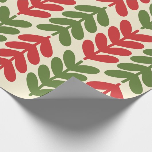 Scandinavische kerstbladpatroonpatronen cadeaupapier (Hoek)