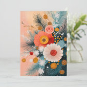 Scandinavische kerstbloem feestdagenkaart (Staand voorkant)