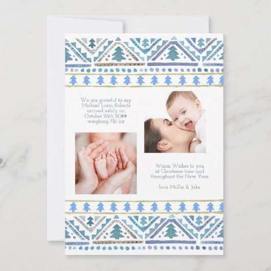 Scandinavische kerstbomen Blue 3 Aankondiging (Achterkant)