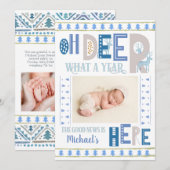 Scandinavische kerstbomen Blue 3 Aankondiging (Voorkant / Achterkant)