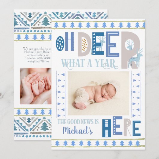 Scandinavische kerstbomen Blue 3 Aankondiging (Voorkant / Achterkant)