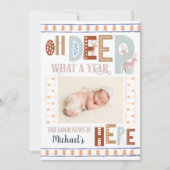 Scandinavische kerstbomen Boho 3 Foto Holiday Birt Aankondiging (Voorkant)