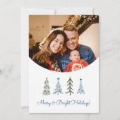 Scandinavische kerstbomen doodle feestdagenkaart (Voorkant)