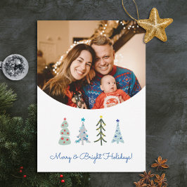 Scandinavische kerstbomen doodle feestdagenkaart