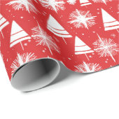 Scandinavische kerstbomen en sneeuwvlokken cadeaupapier (Rol Hoek)