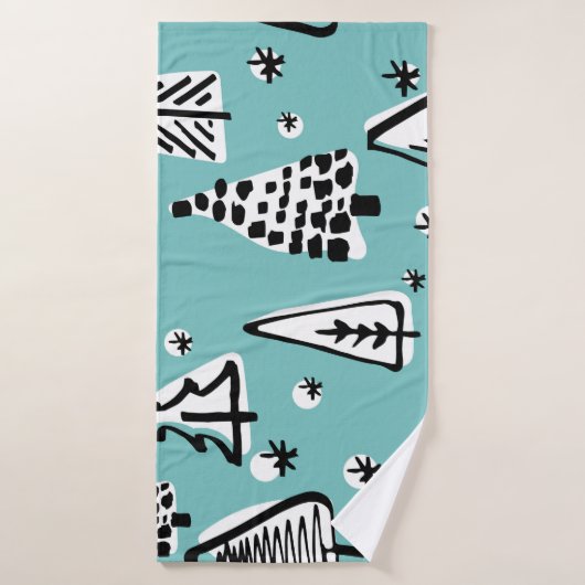 Scandinavische kerstbomen: graphics. badhanddoek (Badhanddoek)