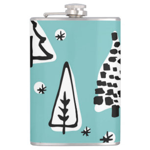 Scandinavische kerstbomen: graphics. heupfles