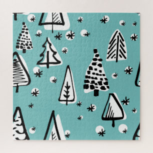 Scandinavische kerstbomen:  graphics. legpuzzel