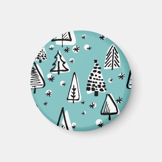 Scandinavische kerstbomen:  graphics. magneet (Voorkant)