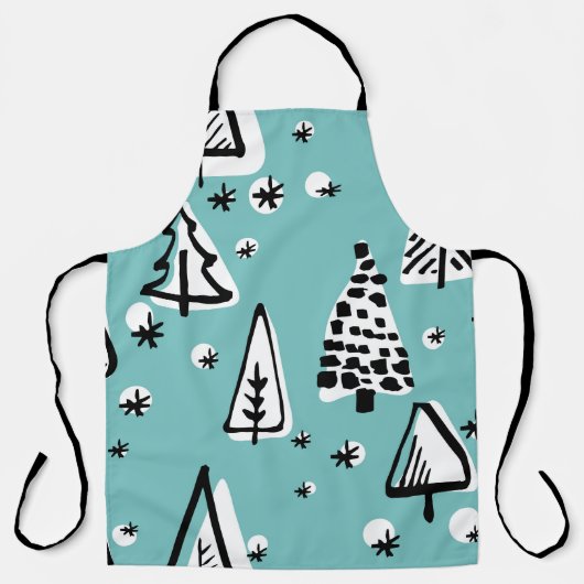 Scandinavische kerstbomen:  graphics. schort (Voorkant)