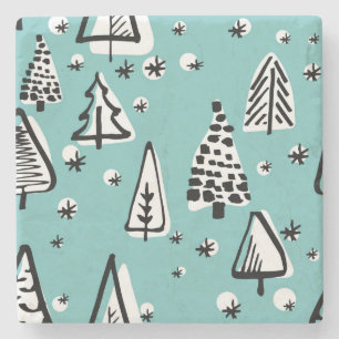 Scandinavische kerstbomen: graphics. stenen onderzetter
