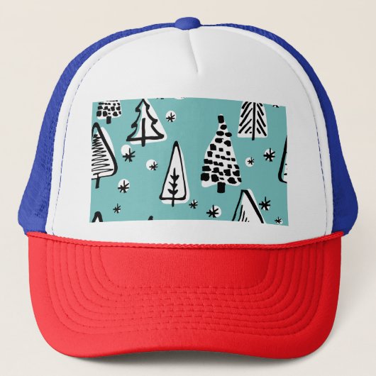 Scandinavische kerstbomen:  graphics. trucker pet (Voorkant)