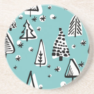 Scandinavische kerstbomen: graphics. zandsteen onderzetter