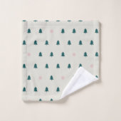 Scandinavische kerstbomen Groen Roze Bad Handdoek (Wasdoekje)