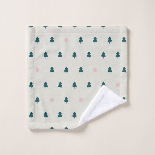 Scandinavische kerstbomen Groen Roze Bad Handdoek (Wasdoekje)