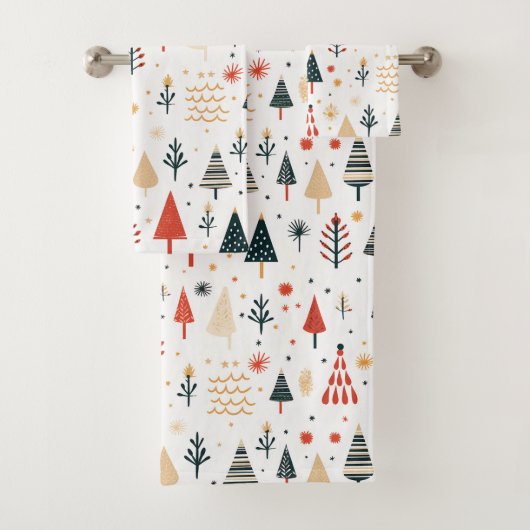 Scandinavische kerstbomen Noords Bad Handdoek (Insitu)